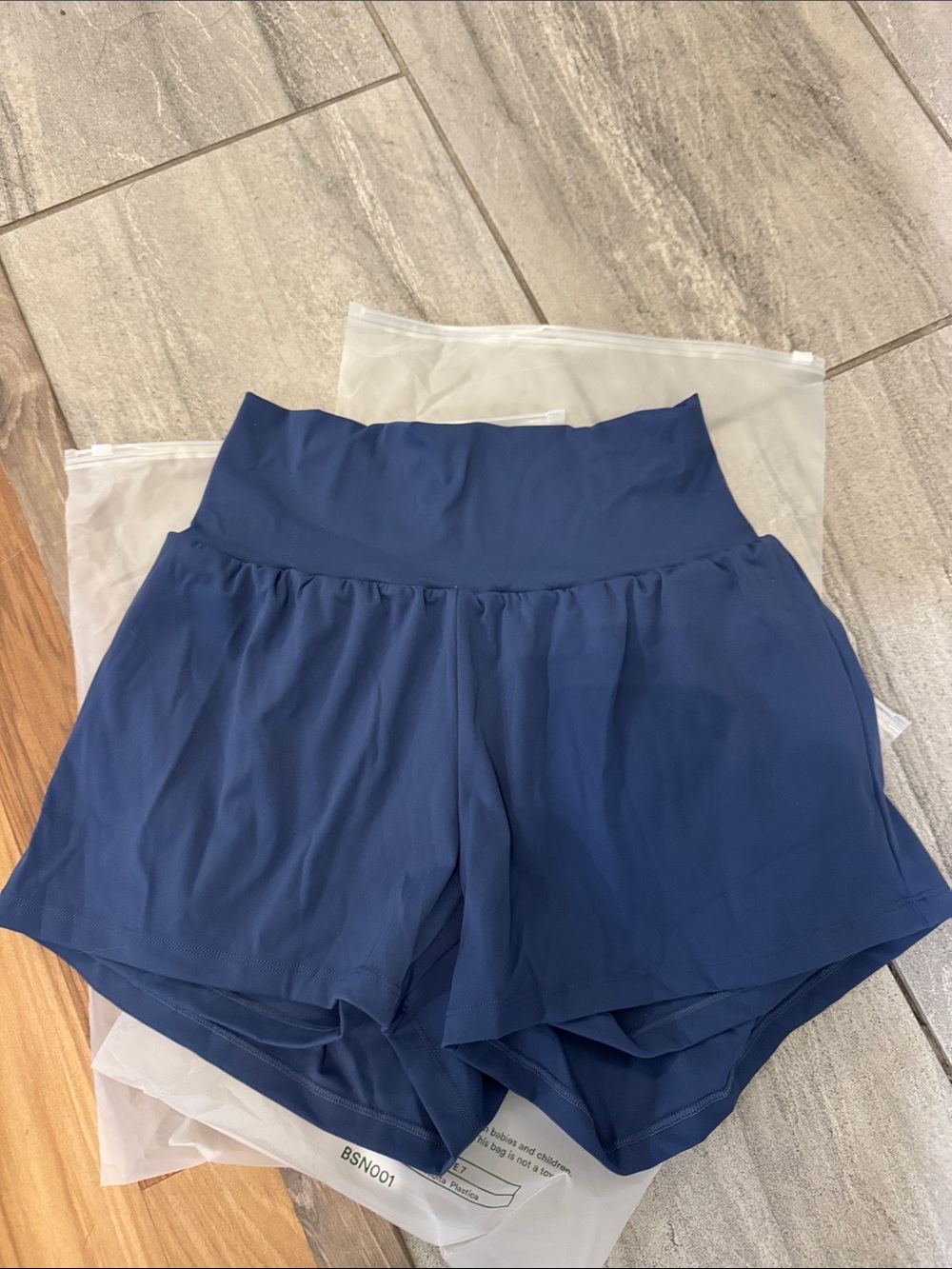 HALARA High-Waist Double lined Athletic Shorts in Navy Blue
